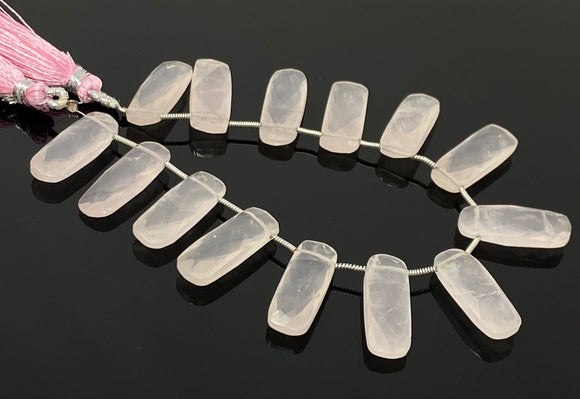 Rose Quartz Gemston Beads, Jewelry Supplies, Wholesale Bulk Beads, 23.5x9mm- 24.5x9.5mm, 7.5” Strand