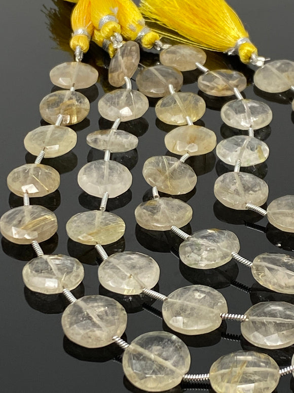 Golden Rutile Beads, Gemstone Beads, Jewelry Supplies for Jewelry Making, Wholesale Beads, Bulk Beads, 14mm - 15mm