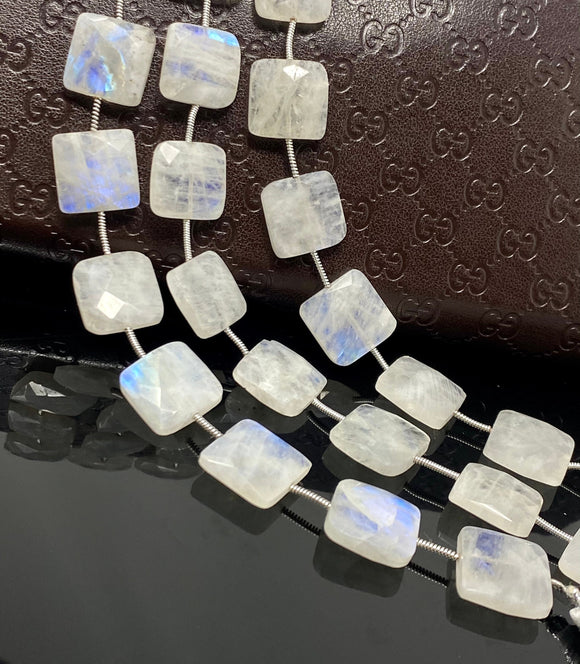 Rainbow Moonstone Beads, Moonstone Briolette Beads, Gemstone Beads, Bulk Wholesale Beads, 14x14mm - 14.5x14.5mm, 8” Strand