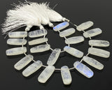 8 Pcs Rainbow Moonstone Beads, Moonstone Bar Briolette Beads, Gemstone Beads, Bulk Wholesale Beads, 23mmx9mm - 25x10mm