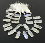 8 Pcs Rainbow Moonstone Beads, Moonstone Bar Briolette Beads, Gemstone Beads, Bulk Wholesale Beads, 23mmx9mm - 25x10mm