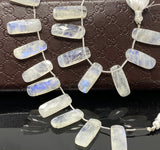 8 Pcs Rainbow Moonstone Beads, Moonstone Bar Briolette Beads, Gemstone Beads, Bulk Wholesale Beads, 23mmx9mm - 25x10mm