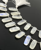 8 Pcs Rainbow Moonstone Beads, Moonstone Bar Briolette Beads, Gemstone Beads, Bulk Wholesale Beads, 23mmx9mm - 25x10mm