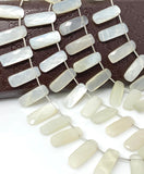 White Moonstone Bar Beads, Gemstone Beads, Jewelry Supplies, Bulk Wholesale Beads, 23x8mm - 24x9mm