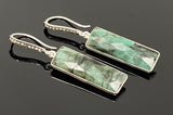 Genuine Emerald Pave Diamond Earrings, Sterling Silver Gemstone Bar Earrings, Spiritual Healing Crystal Chakra Jewelry, May Birthstone