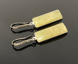 Genuine Yellow Sapphire Bar Earrings, Pave Diamond Earrings, Sterling Silver Gemstone Earrings, Gifts for Her