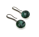 Genuine Emerald Earrings, Pave Diamond Earrings, Sterling Silver Gemstone Earrings, Gifts for Her