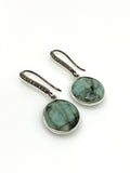 Genuine Emerald Earrings, Pave Diamond Earrings, Sterling Silver Gemstone Earrings, Gifts for Her