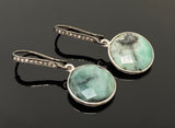 Genuine Emerald Earrings, Pave Diamond Earrings, Sterling Silver Gemstone Earrings, Gifts for Her
