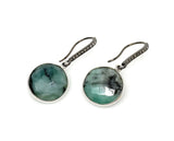 Genuine Emerald Earrings, Pave Diamond Earrings, Sterling Silver Gemstone Earrings, Gifts for Her