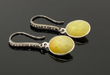 Yellow Sapphire Earrings, Pave Diamond Earrings, Sterling Silver Gemstone Earrings, Gifts for Her