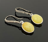 Yellow Sapphire Earrings, Pave Diamond Earrings, Sterling Silver Gemstone Earrings, Gifts for Her