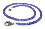 17.5” Genuine Tanzanite Necklace with Pave Diamond Clasp, Spiritual Healing Crystal Necklace, Chakra Jewelry, December Birthstone Gifts