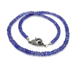 17.5” Genuine Tanzanite Necklace with Pave Diamond Clasp, Natural Tanzanite Necklace, AAA Grade, Gifts for Her