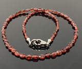 Garnet Necklace with Pave Diamond Clasp, Garnet Gemstone Necklace, Gifts for Her, Birthstone Beaded Jewelry