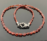 18” Garnet Necklace with Pave Diamond Clasp, Garnet Necklace, Gifts for Her