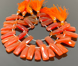 Natural Carnelian Beads, Gemstone Bar Beads, Jewelry Supplies, Bulk Wholesale Beads, 23x9mm- 25x10mm