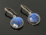 Natural Labradorite Earrings, Pave Diamond Earrings, Sterling Silver Gemstone Earrings, Gifts for Her