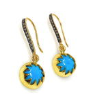 Howlite Turquoise Pave Diamond Earrings, 14K Gold Plated over Sterling Silver Gemstone Earrings, Gifts for Her
