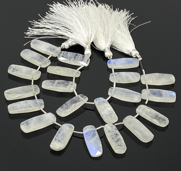 8 Pcs Rainbow Moonstone Beads, Moonstone Bar Briolette Beads, Gemstone Beads, Bulk Wholesale Beads, 23mmx9mm - 25x10mm