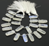 8 Pcs Rainbow Moonstone Beads, Moonstone Bar Briolette Beads, Gemstone Beads, Bulk Wholesale Beads, 23mmx9mm - 25x10mm