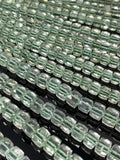 Natural Green Amethyst Gemstone Beads, Prasiolite Beads, 3D Cube Box Beads, Bulk Wholesale Beads, Spiritual Healing Beads, 6mm-7mm 9" Strand