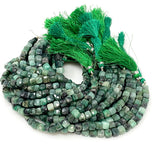 Natural Emerald Gemstone Beads, Bulk Wholesale Beads, Emerald 3D Cube Box Beads, AAA Grade, Jewelry Supplies, 6mm - 7mm , 8”strand