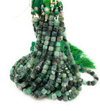 Natural Emerald Gemstone Beads, Bulk Wholesale Beads, Emerald 3D Cube Box Beads, AAA Grade, Jewelry Supplies, 6mm - 7mm , 8”strand