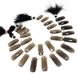 Natural Smoky Quartz Bar Gemstone Beads, Jewelry Supplies, Wholesale Bulk Gemstone Beads, 23x9mm - 25x10mm