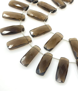 Natural Smoky Quartz Bar Gemstone Beads, Jewelry Supplies, Wholesale Bulk Gemstone Beads, 23x9mm - 25x10mm