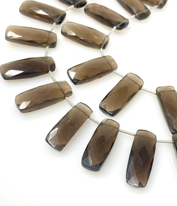 Natural Smoky Quartz Bar Gemstone Beads, Jewelry Supplies, Wholesale Bulk Gemstone Beads, 23x9mm - 25x10mm