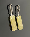 Genuine Yellow Sapphire Bar Earrings, Pave Diamond Earrings, Sterling Silver Gemstone Earrings, Gifts for Her