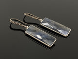 Genuine Blue Sapphire Bar Earrings, Pave Diamond Earrings, Sterling Silver Gemstone Earrings, Gifts for Her