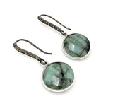 Genuine Emerald Earrings, Pave Diamond Earrings, Sterling Silver Gemstone Earrings, Gifts for Her