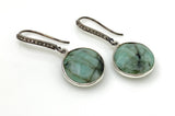 Genuine Emerald Earrings, Pave Diamond Earrings, Sterling Silver Gemstone Earrings, Gifts for Her