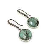 Genuine Emerald Earrings, Pave Diamond Earrings, Sterling Silver Gemstone Earrings, Gifts for Her