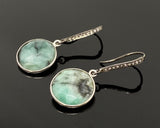 Genuine Emerald Earrings, Pave Diamond Earrings, Sterling Silver Gemstone Earrings, Gifts for Her