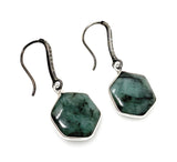 Genuine Emerald Earrings, Pave Diamond Earrings, Sterling Silver Gemstone Earrings, Gifts for Her