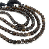 Natural Smoky Quartz Gemstone Beads, 3 D Cube Box Beads, Jewelry Supplies, Wholesale Bulk Beads, 7mm - 8mm, 8” Strand