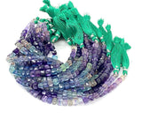 Natural Multi Fluorite Gemstone Beads, Jewelry Supplies, Wholesale Bulk Beads, 3D Cube Box Beads, Spiritual Healing Crytsal Beads, 8” Strand