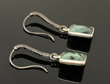 Genuine Emerald Earrings, Pave Diamond Earrings, Sterling Silver Gemstone Earrings, Gifts for Her
