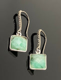 Genuine Emerald Earrings, Pave Diamond Earrings, Sterling Silver Gemstone Earrings, Gifts for Her