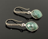 Genuine Emerald Earrings, Pave Diamond Earrings, Sterling Silver Gemstone Earrings, Gifts for Her