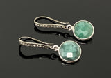 Genuine Emerald Earrings, Pave Diamond Earrings, Sterling Silver Gemstone Earrings, Gifts for Her
