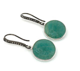 Peruvian Amazonite Earrings, Pave Diamond Earrings, Sterling Silver Gemstone Earrings, Gifts for Her