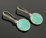 Peruvian Amazonite Earrings, Pave Diamond Earrings, Sterling Silver Gemstone Earrings, Gifts for Her