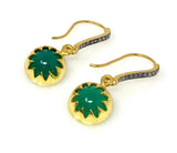 Green Onyx Pave Diamond Earrings, 14K Gold Plated over Sterling Silver Gemstone Earrings, Spiritual Healing Crystal Chakra Jewelry Gifts