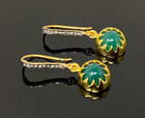 Green Onyx Pave Diamond Earrings, 14K Gold Plated over Sterling Silver Gemstone Earrings, Spiritual Healing Crystal Chakra Jewelry Gifts