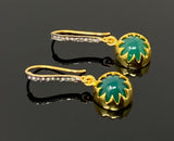 Green Onyx Pave Diamond Earrings, 14K Gold Plated over Sterling Silver Gemstone Earrings, Gifts for Her