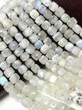Rainbow Moonstone Beads, Moonstone Gemstone Beads, 3D Cube Box Beads, Jewelry Supplies, Wholesale Bulk Beads, 8mm- 9mm, 8” Strand